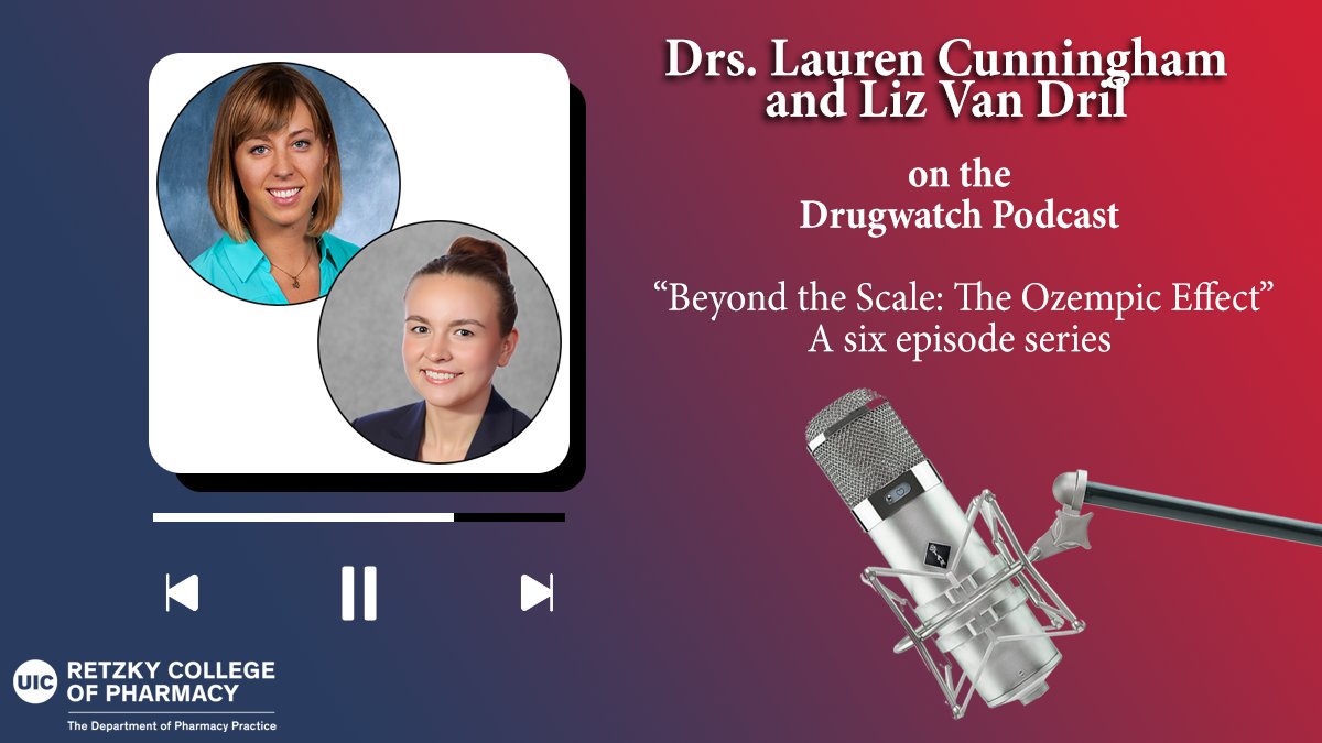 🎙 Drs. Lauren Cunningham &amp; Liz Van Dril are featured on "Beyond the Scale: The Ozempic Effect", a 6-part podcast on GLP-1 meds from Drugwatch. 

Tune in on Spotify: open.spotify.com/show/4bfZyIoCx…

#Pharmacy #Ozempic #GLP1 #PharmacyPractice