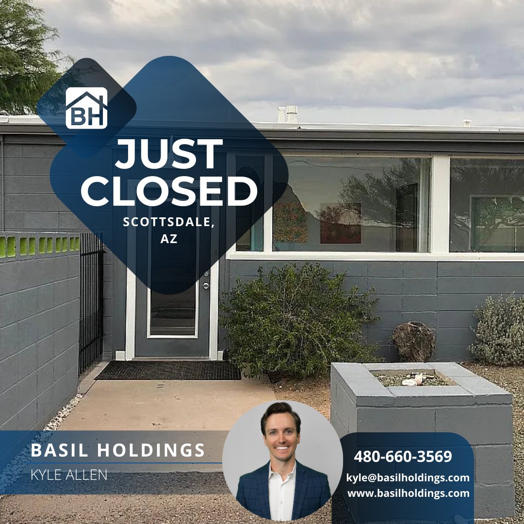 BasilHoldings's tweet photo. 🏡 Just closed in Scottsdale! 🎉 Another smooth, fast, and hassle-free sale for our client. Thinking about selling? We’ll help you get it done — quick, easy, and for top value. https://t.co/8iH8FLGdQN