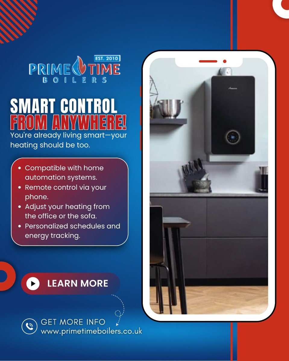 PrimeTimeBoiler's tweet image. You&apos;re already living smart—your heating should be too. 

Control your comfort wherever you are.
.
#smartheatingcontrol