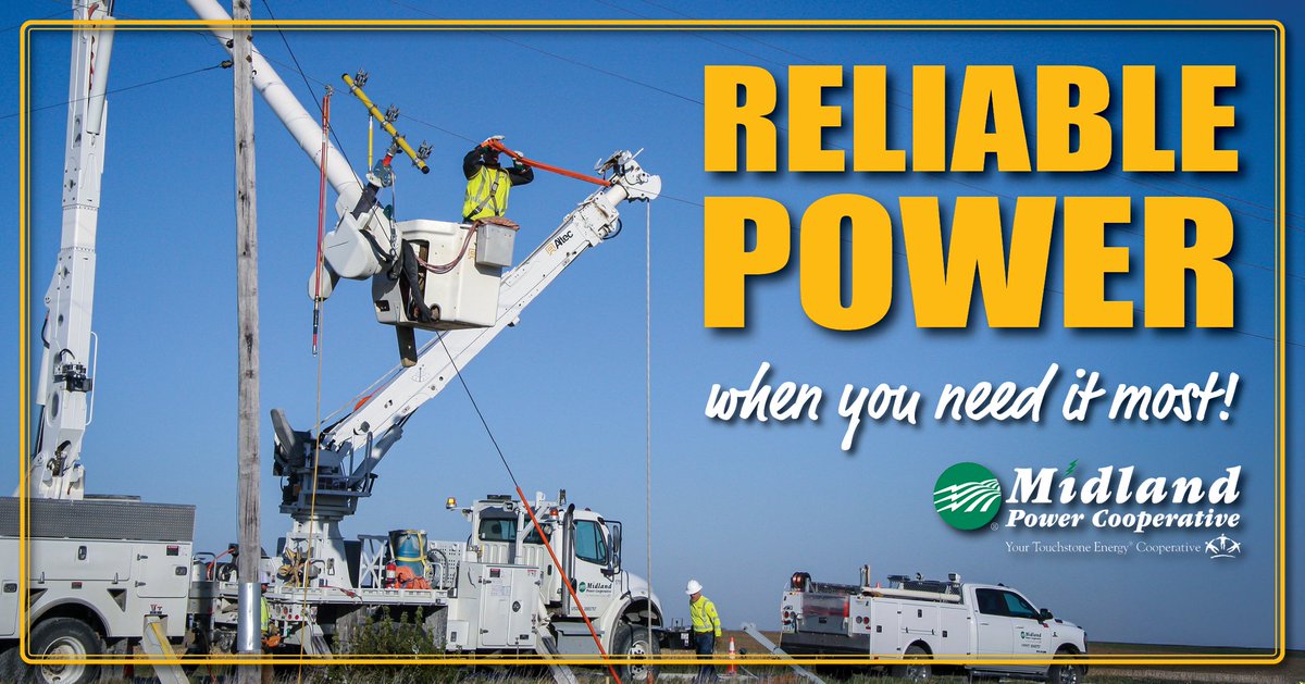 ⚡When it comes to electricity, there’s no room for downtime. 

At Midland Power Cooperative, our commitment is simple: safe, reliable, and affordable electricity. Whether you’re at home or at work, you can count on us.

#MidlandPower #ReliableElectricity #CooperativePower