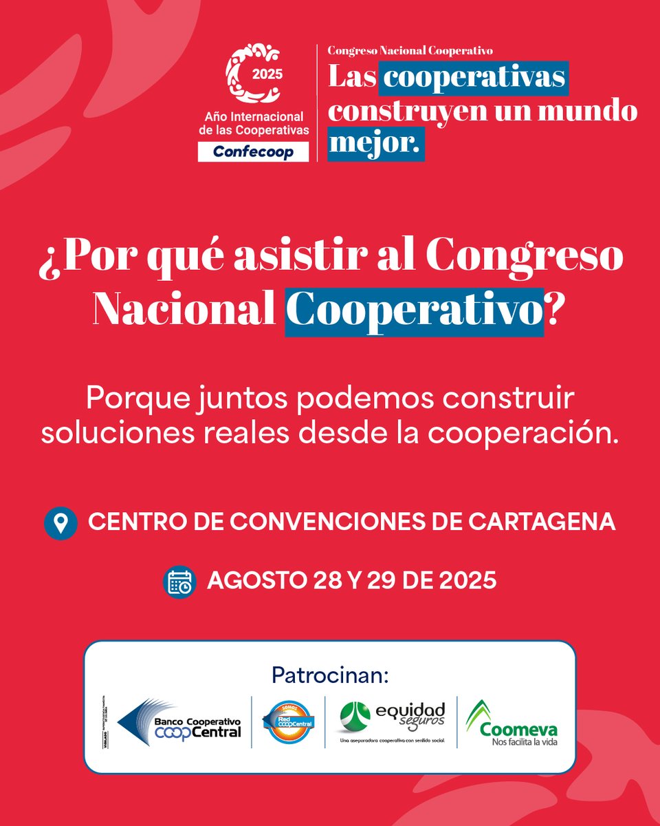 ConfecoopCol's tweet photo. Las instituciones públicas que trabajan para el sector se unen por un cooperativismo más fuerte
No te pierdas el panel “Soporte institucional para el cooperativismo” en el #CongresoCooperativo2025
🗓️ 28 y 29 de agosto Cartagena.
#AñoDeLasCooperativas #Confecoop https://t.co/YvHMzHuLYg