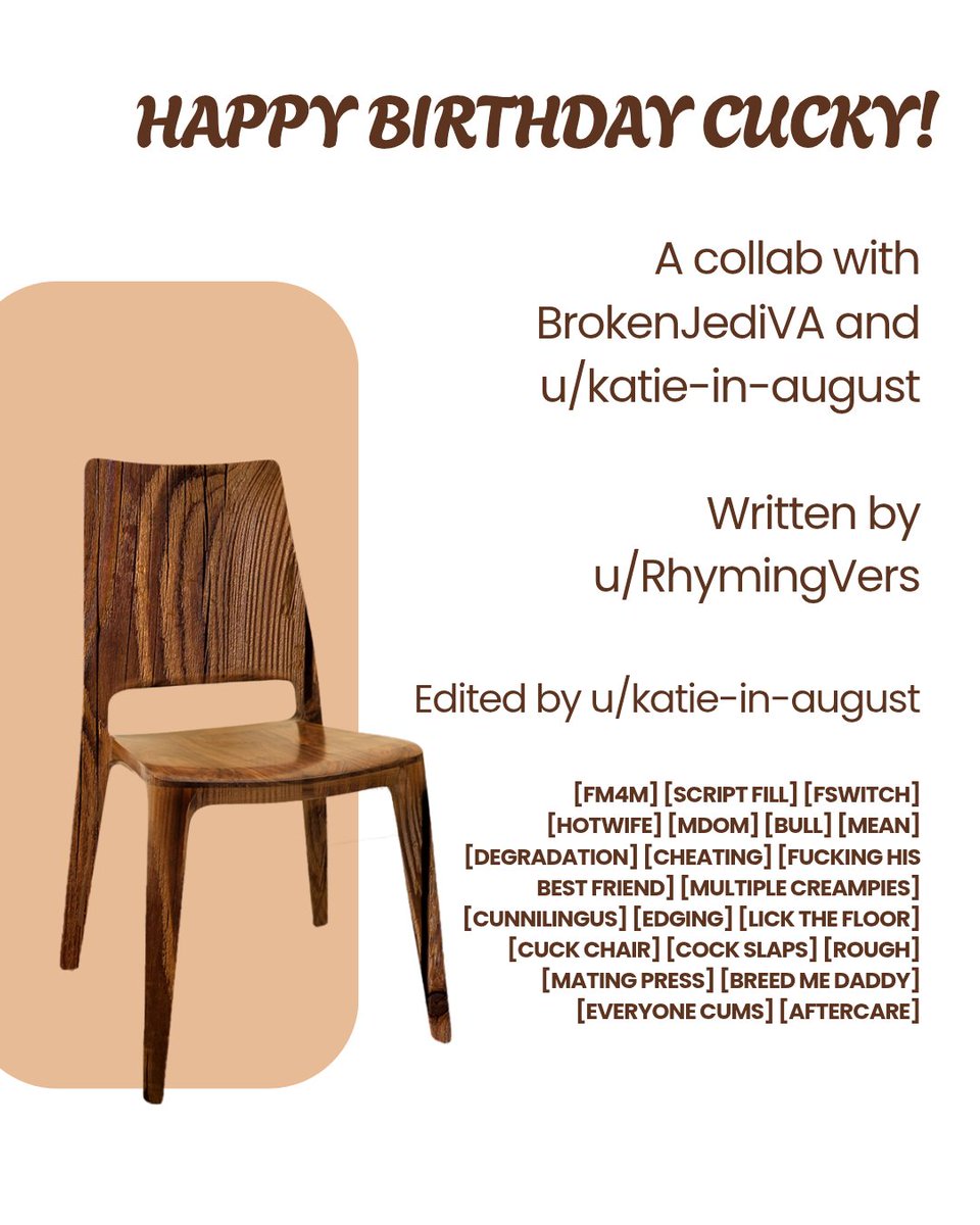 BrokenJediVA (Commissions Open) (@brokenjediva) on Twitter photo 🎧 Brand new collab audio 🎧
'Happy Birthday Cucky!'
From the brilliant brain/pen of <a href="/RhymingVers/">Rhyme 🔞 NSFW writer/VA (now on bsky)</a>, voiced by myself and U/katie-in-august
This was a real fun one to voice and work with such talented people
reddit.com/r/gonewildaudi… 🎧 Brand new collab audio 🎧
'Happy Birthday Cucky!'
From the brilliant brain/pen of <a href="/RhymingVers/">Rhyme 🔞 NSFW writer/VA (now on bsky)</a>, voiced by myself and U/katie-in-august
This was a real fun one to voice and work with such talented people
reddit.com/r/gonewildaudi…