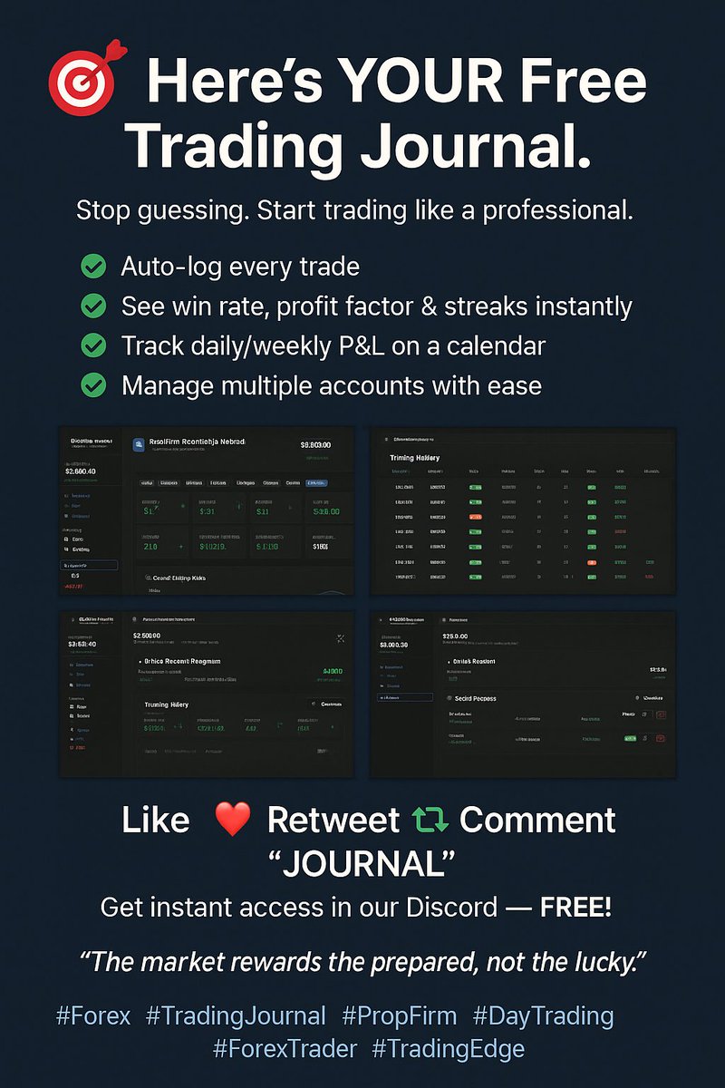 Free Trading journal site for everyone.

Most professional traders journals 

Follow - @free_propfirm <a href="/Payout_cases/">payout_cases</a> 

Like ❤️ 
Retweet 🔁 
Comment - free journal 

Checkout - propfirmknowledgejournal.vercel.app

Join active trading community here 
discord.gg/7MRsuqqT3n
For more updates 🎁