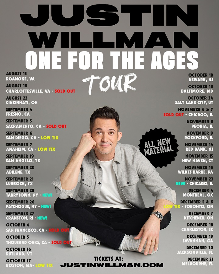 Presale for my added shows is available at 10am TODAY, using the code: SUSAN so make sure you get yours before they’re gone!

JustinWillman.com