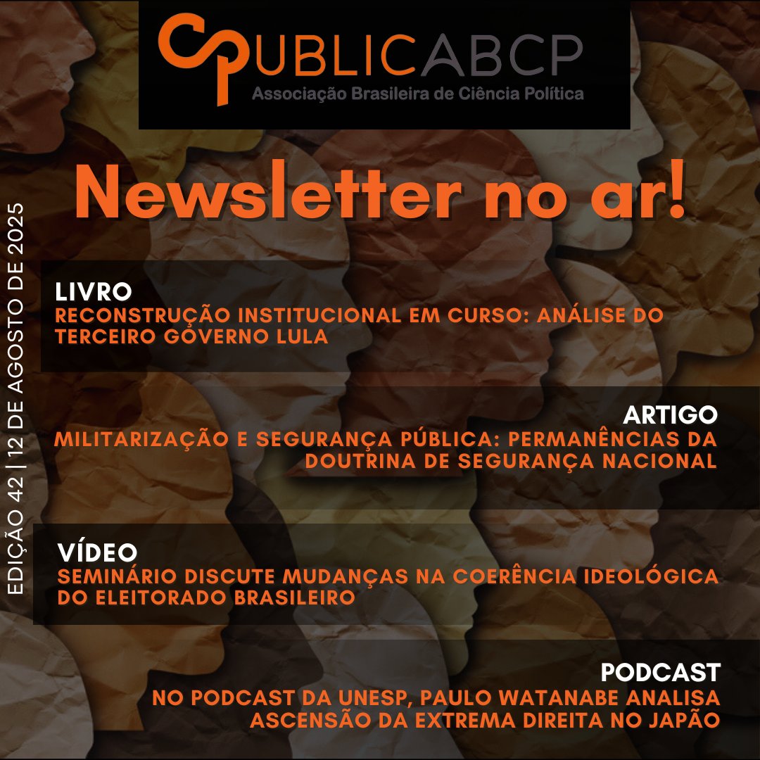 ABCP_bot's tweet image. 📢 Nova newsletter do PublicABCP🔶
.
Confira a curadoria de conteúdo desta quinzena e para mais conteúdos acesse o site do PublicABCP:
publicabcp.org.br
.
#ABCP #publicabcp #CiênciaPolítica #politicalscience
#cienciapolitica