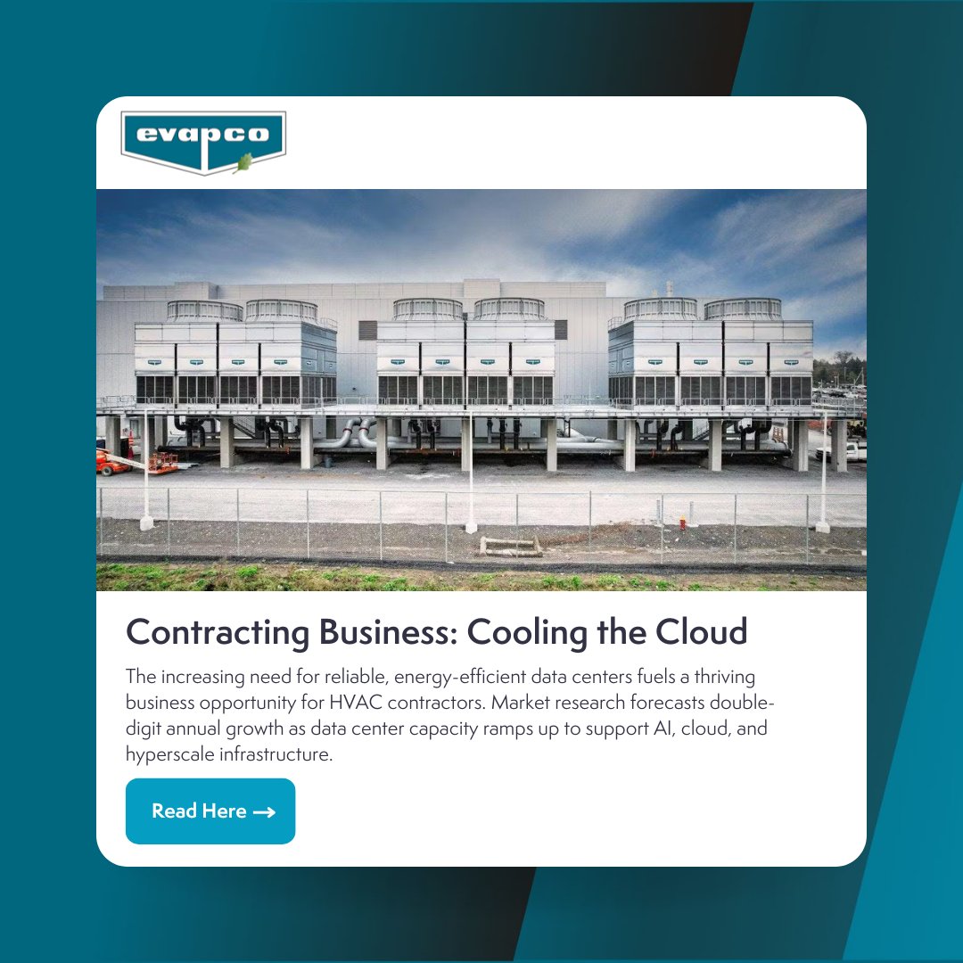 EVAPCO_Inc's tweet photo. EVAPCO is proud to be featured in a recent article on Cooling the Cloud, which explores the vital role HVAC systems play in supporting the growing demand for data infrastructure.
https://t.co/PzY2oQxRY7
#CoolingTheCloud #EVAPCO #DataCenterCooling https://t.co/8s15vtsB14