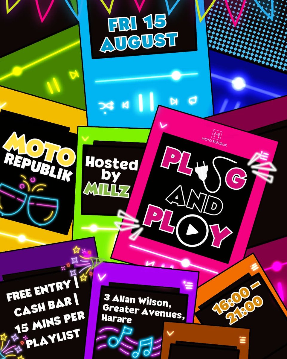 Munya Bloggo (@munyabloggo) on Twitter photo This is my favourite event
Plug & Play // <a href="/MotoRepublik/">Moto Republik</a> // Friday 15 August // FREE
Everyone is a DJ! This is my favourite event
Plug & Play // <a href="/MotoRepublik/">Moto Republik</a> // Friday 15 August // FREE
Everyone is a DJ!