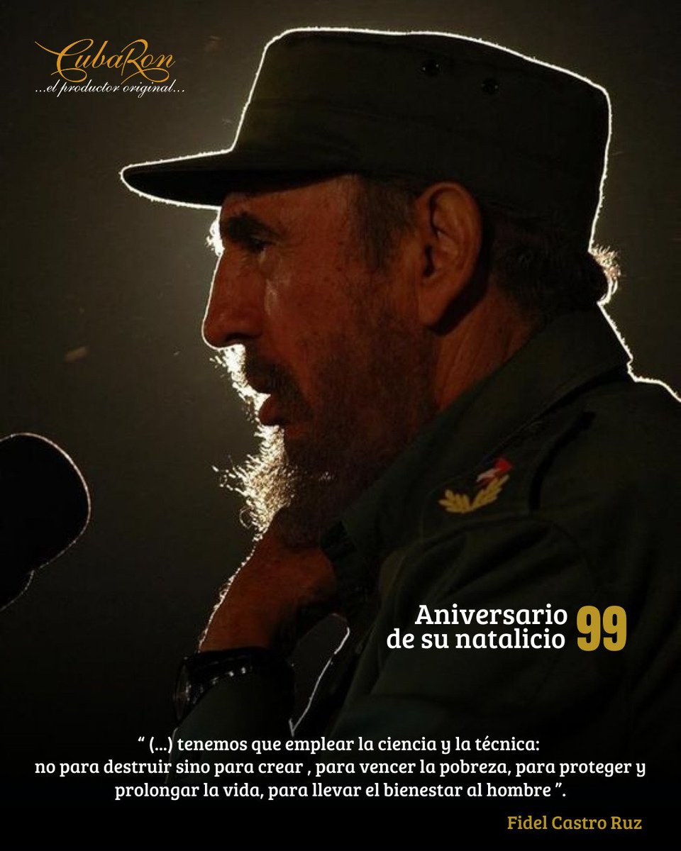 ¡Honor y gloria en el 99 Aniversario de nuestro Invicto Comandante en Jefe Fidel Castro!

Hoy recordamos al eterno líder de nuestra Revolución Cubana, su legado de lucha, dignidad y amor por la Patria sigue vivo en cada conquista de nuestro pueblo. 

#CubaRon #Minal #Fidel