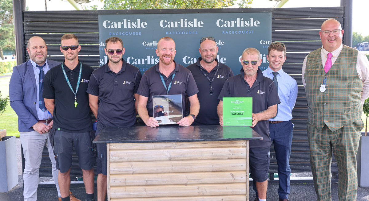 TheRCA's tweet photo. Congratulations to the 2024 Racecourse Groundstaff Champions @CarlisleRaces! 

The team formally celebrated their success during racing yesterday with sponsors @DLF_Seeds @AgrovistaAMNTY and @DuralockUKLtd.

Details on the 2025 Awards can be found here https://t.co/4bemQTNqdS https://t.co/kCis1lQDrE