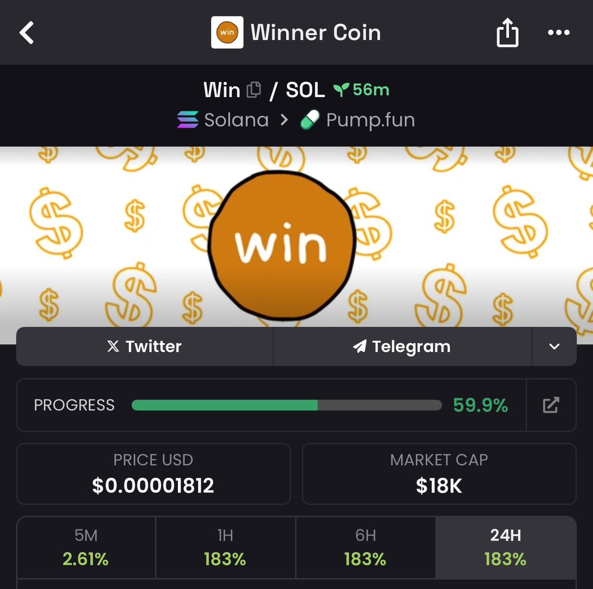 doublenickk's tweet image. bullish $Win

18k mcap-&amp;gt; 500k mcap

-&amp;gt; today! 

CA:
ABjutXp77ZPDKjmEJ5XtxyTVT74kW1wZpigP1L5npump