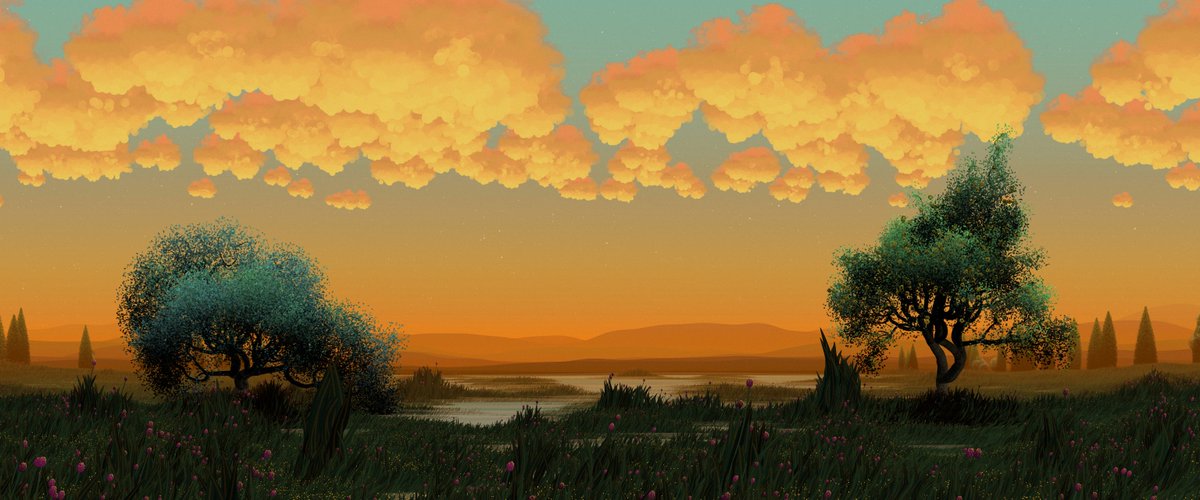 jimiewskiart's tweet image. #generativeart #nft #creativecoding #p5js #art #flowers #landscapes #trees #clouds