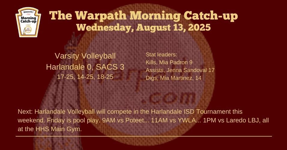 The Warpath Morning Catch-up
Wednesday, August 13, 2025