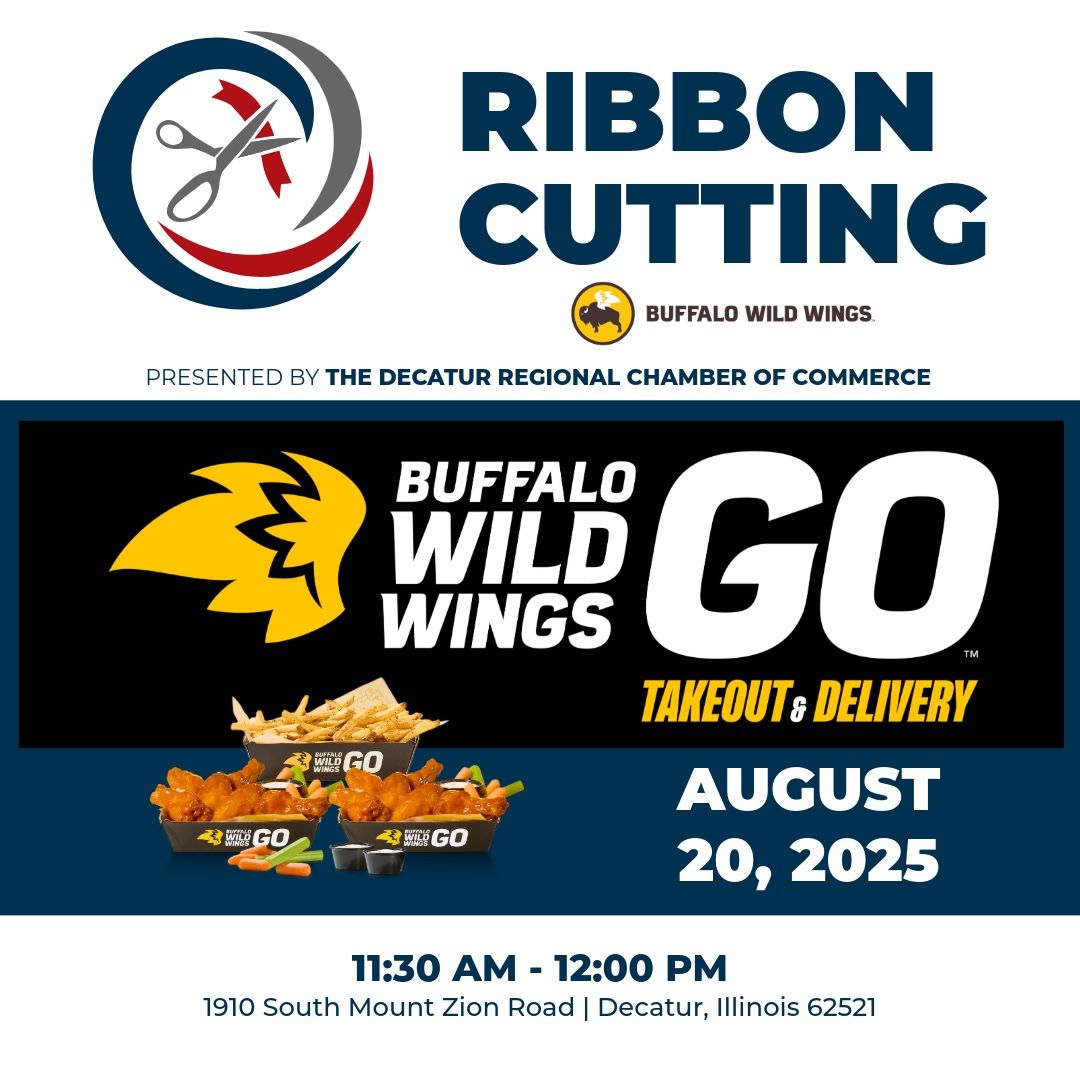 Mark your calendars! 

Join us Wednesday, August 20th at 4 PM for the Grand Opening &amp; Ribbon Cutting of Buffalo Wild Wings GO! Stop by to welcome them to Decatur and enjoy some delicious wings to go!

business.decaturchamber.com/events/details…