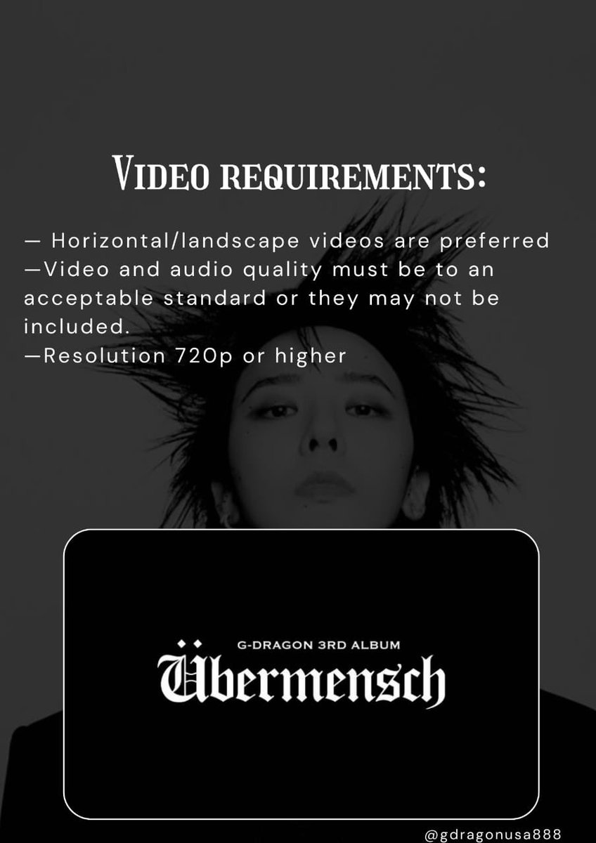 UBERMENSCH FAN PROJECT🌼
We’ll be doing 3 Projects for Gd’s concert Including a Banner, Fan Video &amp; a Light stick project in coordination with Galaxy
Please send your videos to the google form in the comments 
We’re also holding a fundraiser for the banner so pls donate if u can