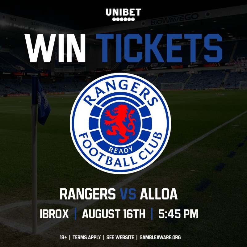 unibet's tweet photo. 📢 #RangersFC FANS!

𝗪𝗜𝗡 one of two pairs of tickets to Saturday's clash with Alloa!

1⃣ Like this post
2⃣ Follow @Unibet
3⃣ Tell us who netted the last goal for Rangers against Alloa 👇

Entry closes 4pm Friday. Winners picked at random

18+ | #GambleAware | T&amp;Cs apply