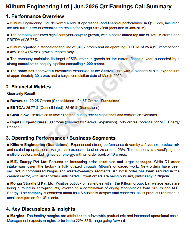 myAlerts_in's tweet photo. #KLBRENG #KLBRENGQ1 Kilburn Engineering Ltd Q1FY26 Earnings Concall Summary https://t.co/xWvjyqSy7o