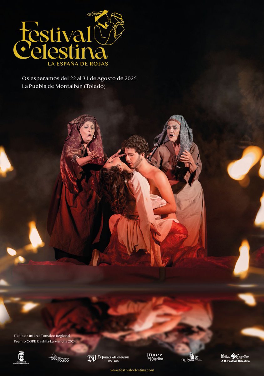 El Festival Celestina <a href="/FestCelestina/">Festival Celestina. La España de Rojas</a> se celebrará en La Puebla de Montalbán (Toledo) del 22 al 31 de agosto. Durante estos días, el pueblo entero se transforma en un gran escenario para rendir homenaje a Fernando de Rojas, autor de La Celestina.

ℹ️ festivalcelestina.com