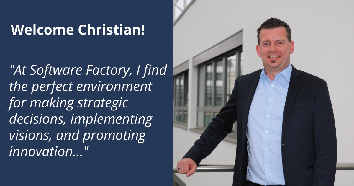 We are delighted to welcome Christian Krasenbrink as the CEO for Software Engineering at Software Factory GmbH.
We warmly welcome Christian Krasenbrink and look forward to working with him on many exciting projects.

#WelcomeOnBoard #SoftwareEngineering #AutomotiveTech  #Teamwork