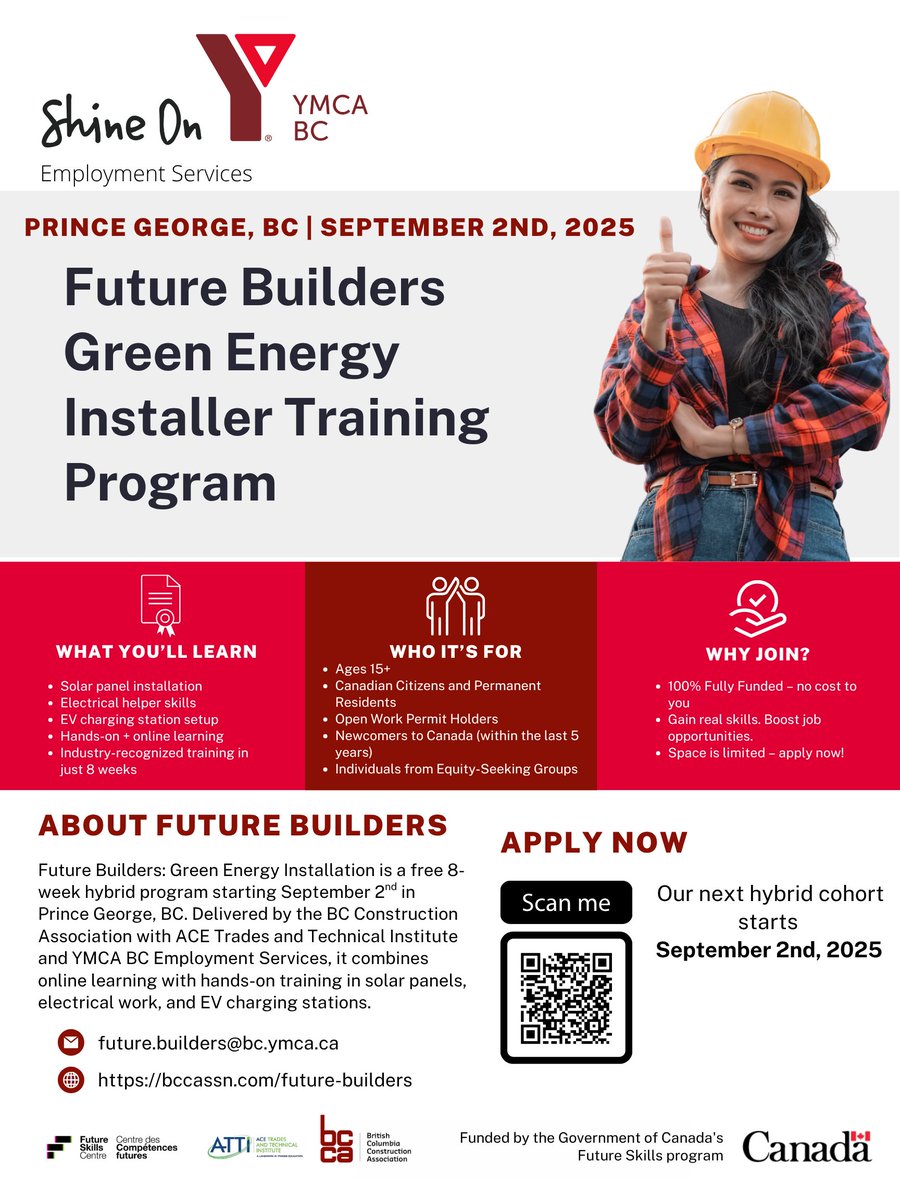 🔋 Build Your Future in BC’s Green Energy Sector! 🌱

The Future Builders: Green Energy Installer Program is a fully funded, hands-on training  for youth aged 15–29 who are eligible to work in Canada. 

📍 Now accepting applicants for Prince George -
loom.ly/ayZAMjc