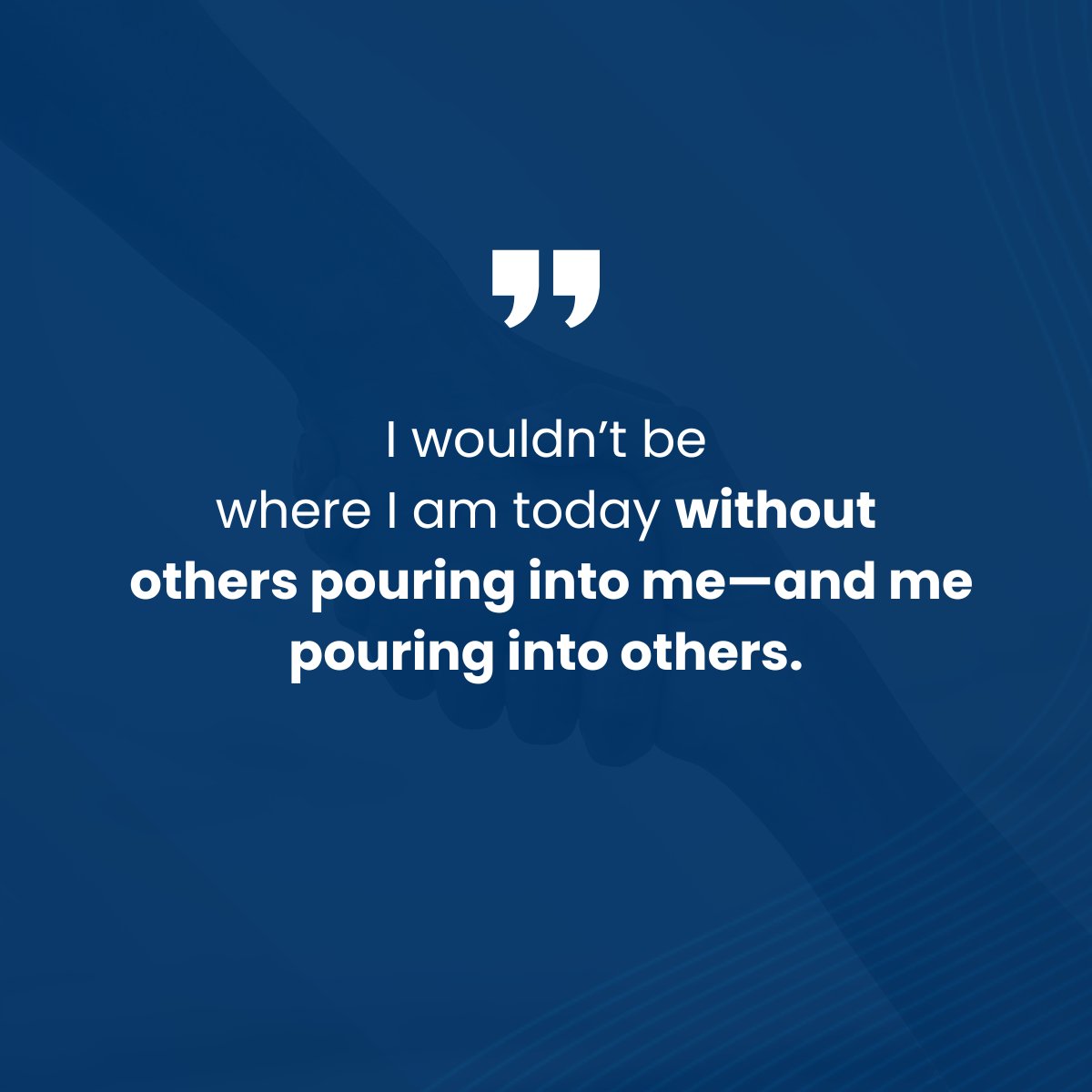 I am who I am because others poured into me... A friend who showed up when I was alone ---> A mom who made me believe I could do anything ---> A husband who believes in me even when I don’t. Biggest lesson: belief costs nothing &amp; changes everything.
Pour into others. Always.