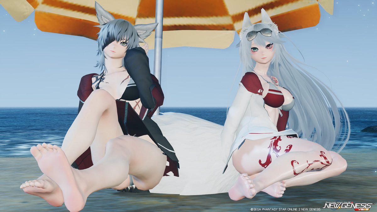 #メンテの日じゃ無いけどssを貼る   #PSO2NGS #PSO2NGS_SS 
夏だし雷華ちゃんと海辺でSS〜