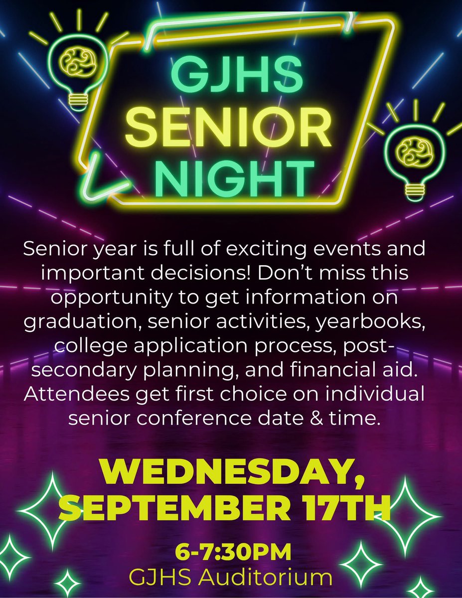 georgejenkinsHS's tweet photo. Mark your calendars! GJHS's annual Senior Night will take place Wednesday, September 17th.  Seniors/Senior parents are encouraged to attend to get information regarding Senior year! https://t.co/L7gM8B0Ug0