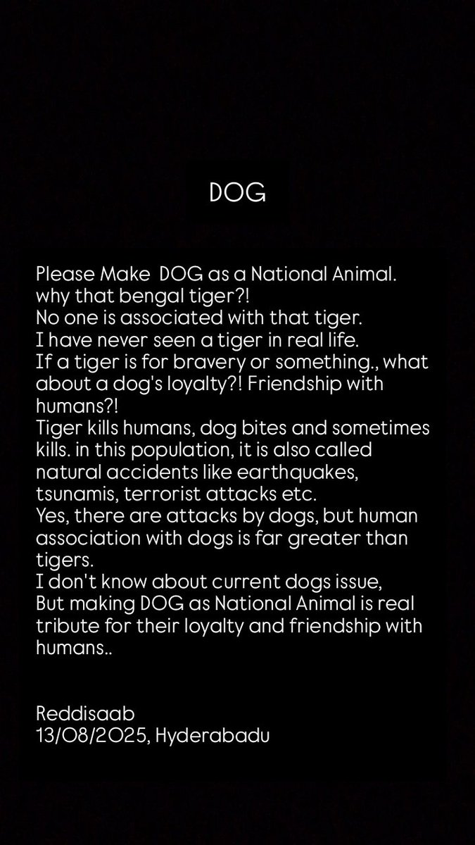 Make DOG as National Animal of india. 
#dog