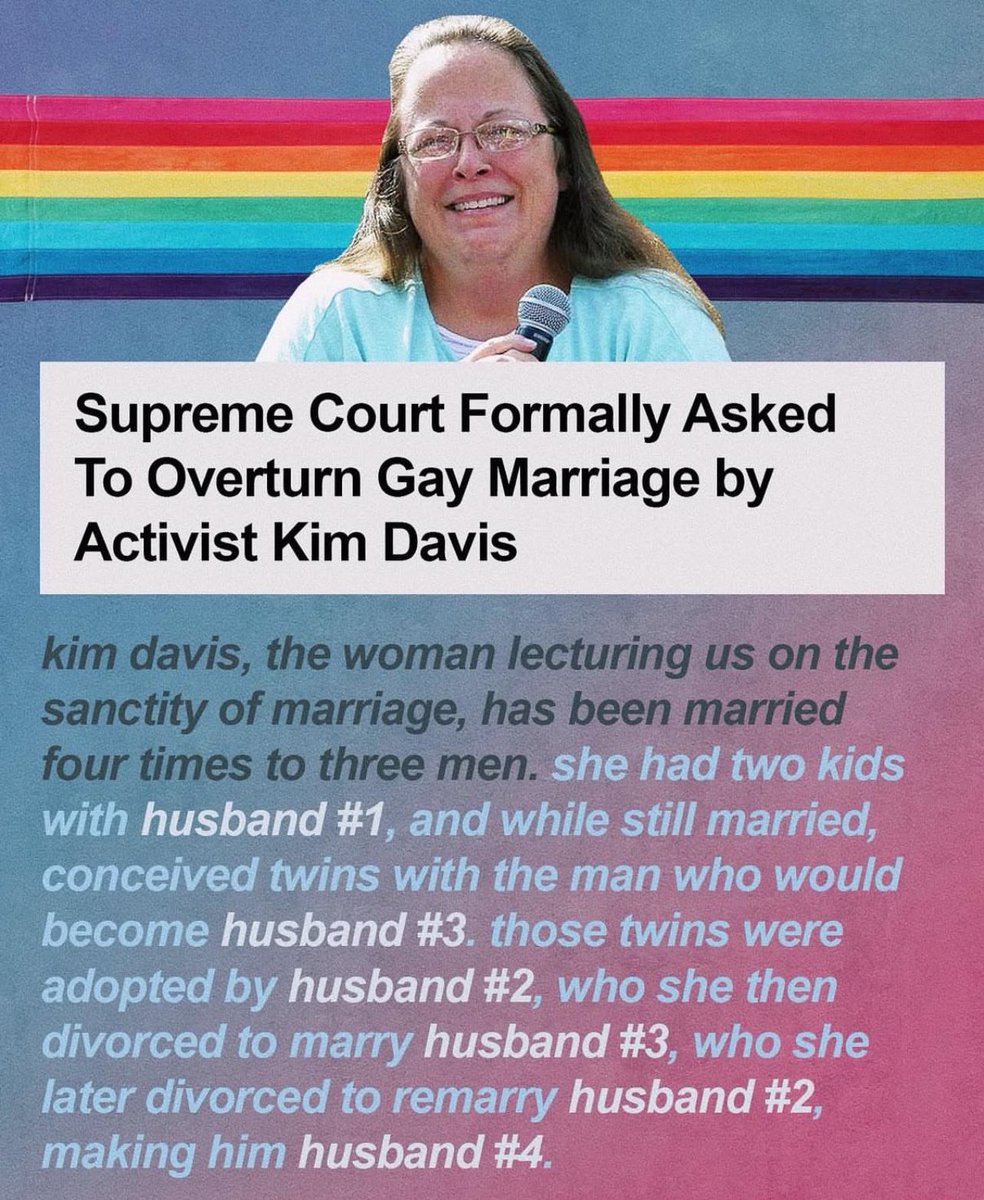 RainbowRexxy's tweet photo. “The gays are ruining the sanctity of marriage” *clutches pearls*

I’d say in most cases these are bitter old women who can’t get a man, but look at her, and she’s married 3 different men.

Proof that men really will fuck anything. https://t.co/icIkdqmefx