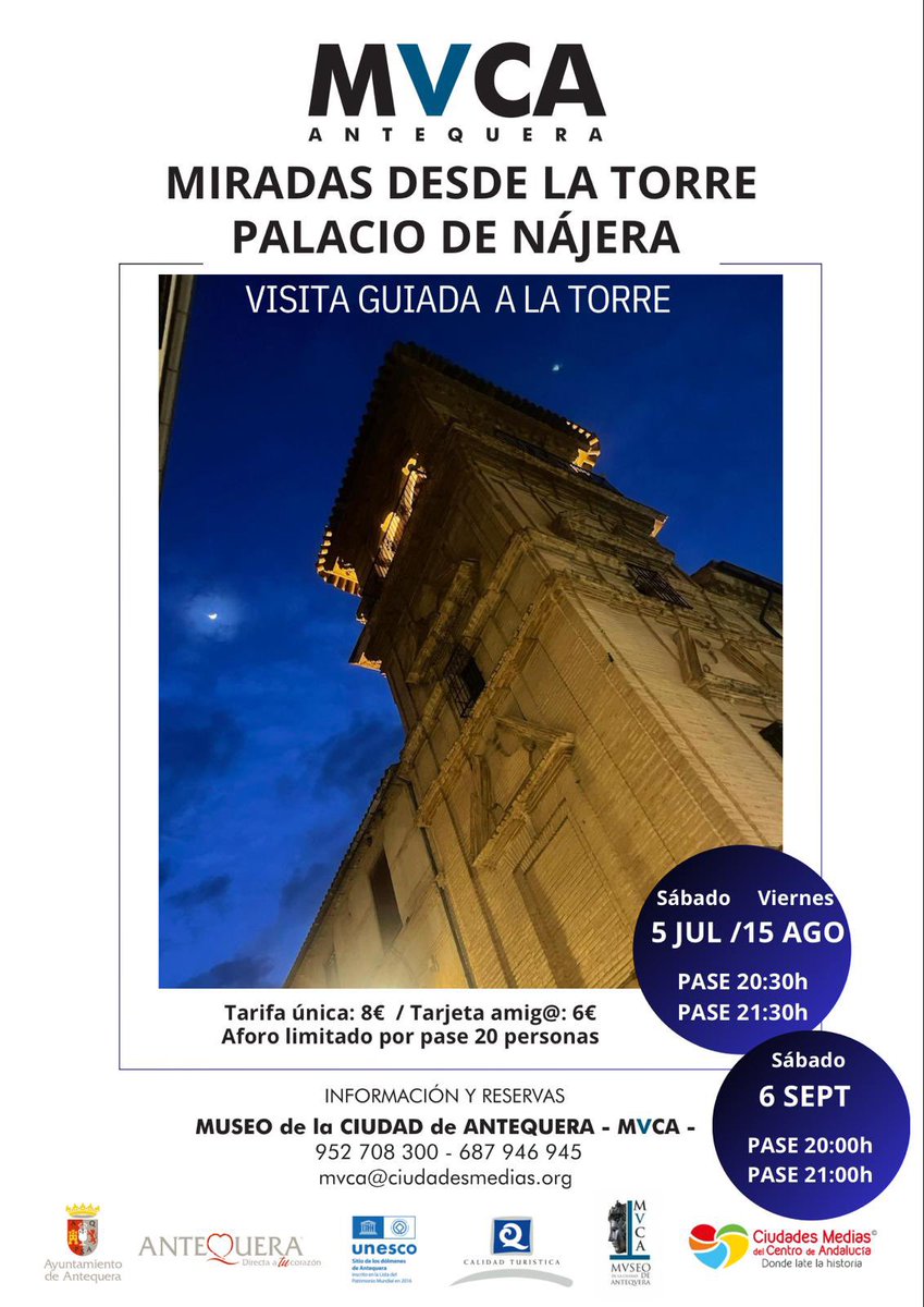 🗼 Miradas desde la Torre del Palacio de Nájera, sede del MVCA

Descubre uno de los mayores secretos de nuestro museo y haz una visita guiada a la torre

ℹ️ Consulta en imagen:
🚶🏻‍♀️ Días y pases
🎟️ Tarifas
⏰ Horarios

#MásCultura
#MásMuseos
#MásMVCA