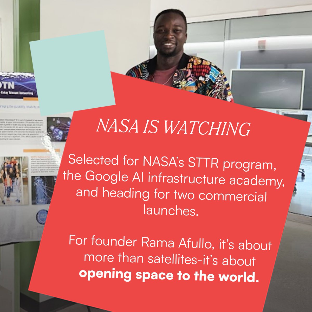 AntlerGlobal's tweet photo. August is Black Business Month! 🚀
Meet Rama Afullo, Kenyan-born engineer & CEO of Satlyt. After Tesla, Google & SpaceX, he’s bringing cloud computing to space. Satlyt is building a decentralized network to make space more connected & accessible.
🔗 Head to our bio to read the full profile.