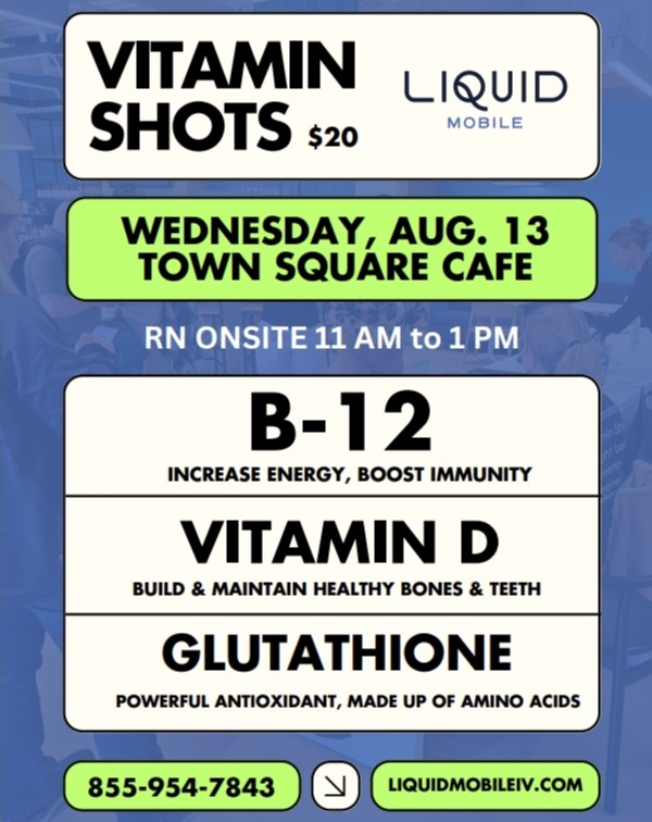 AspiriaKC's tweet photo. Need a boost? Today, Liquid Mobile will be at the 6180 Town Square Cafe from 11:00AM - 1:00PM. Grab your essential vitamins, antioxidants, and minerals all in one shot! https://t.co/rbtykHvVGb