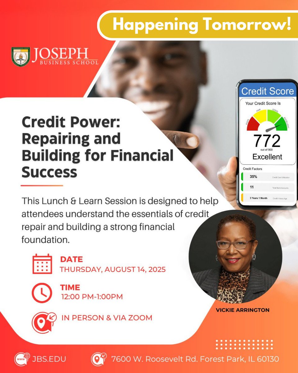 Don't miss tomorrow’s #Credit Power Lunch &amp; Learn. Get real steps to strengthen your credit and unlock #financial tools for #business growth. Join us in person or online via Zoom. Sign up for here! hubs.li/Q03BypSl0