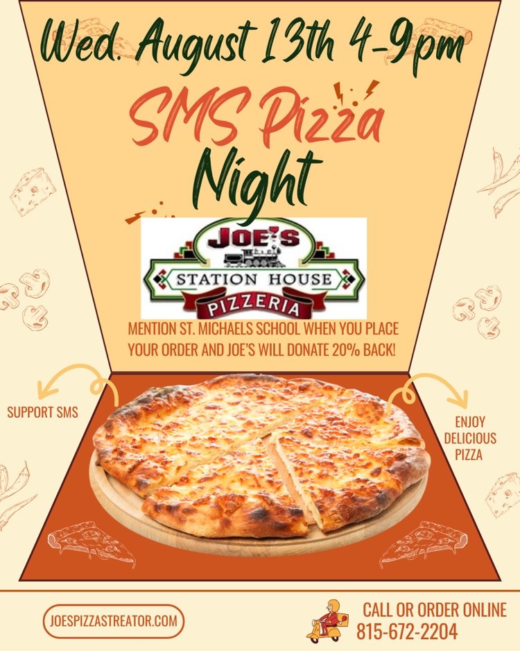 SMSDefenders's tweet photo. School starts tomorrow...let Joe's take care of dinner tonight! Thank you for supporting St. Michael School 💚💛 https://t.co/h9iy1nYiDp