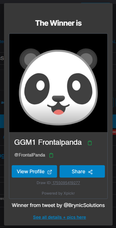 The winner of the giveaway is <a href="/FrontalPanda/">GGM1 Frontalpanda</a> 🙌
