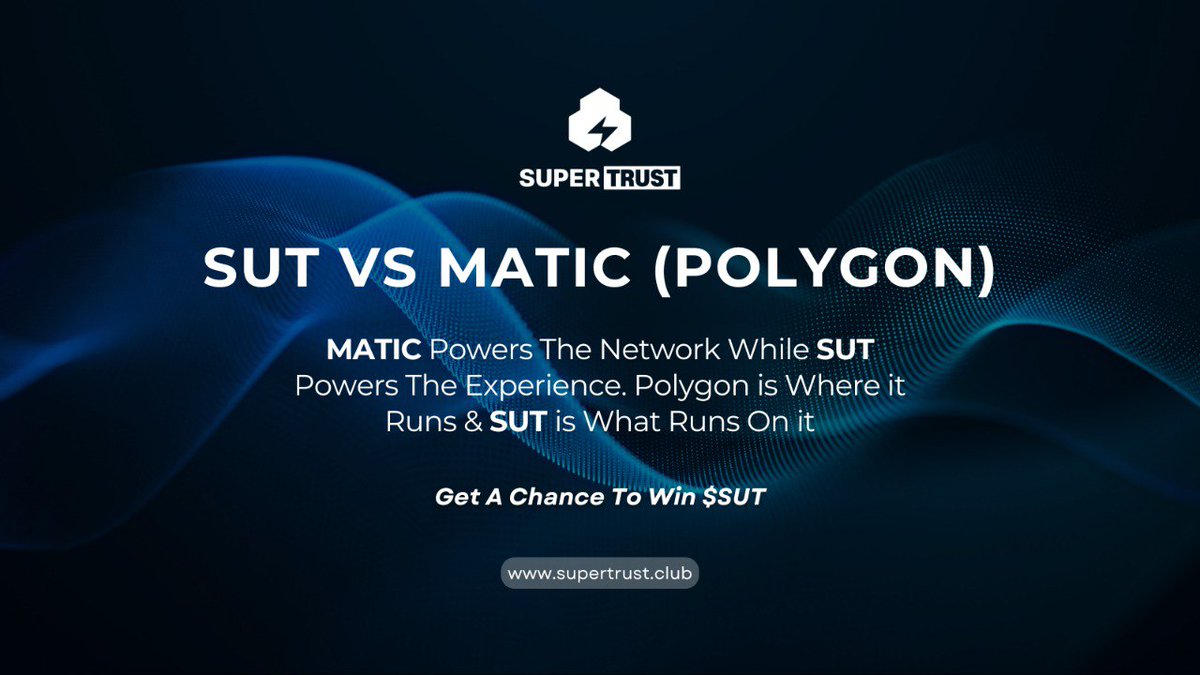 SuperTrust (@supertrust_sut) on Twitter photo Discover the power of SUT vs MATIC on Polygon! MATIC fuels the network, while SUT enhances the experience. Join now for a chance to win.🔥🎆
🌐supertrust.club
#SUTvsMATIC #Polygon #SuperTrust #CryptoGiveaway Discover the power of SUT vs MATIC on Polygon! MATIC fuels the network, while SUT enhances the experience. Join now for a chance to win.🔥🎆
🌐supertrust.club
#SUTvsMATIC #Polygon #SuperTrust #CryptoGiveaway