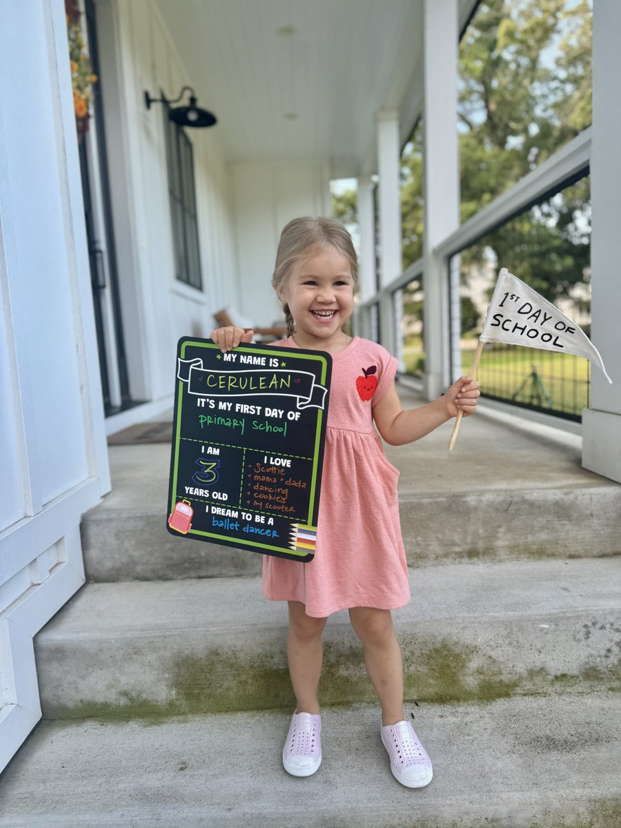 _willcompton's tweet photo. First day of school for my little Cerulean Belle 🥹

She handled drop-off like a pro

Had a few nerves but confidently got out of the car and yelled “go be great!” as she walked away and I couldn’t help but tear up with the wife

Seeing your little one grow up and operate in her own way is just crazy

Too emotional to try and explain

Shoutout the PT6ers who have been through this. For those who haven’t yet - buckle up for a weirdy sad & happy day. @ForTheDadsPod