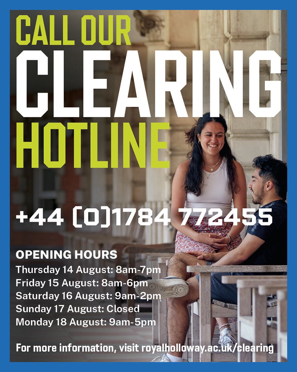 Wishing good luck to those getting their A-Level results tomorrow! If you enter #Clearing keep calm and don't worry. We will have places available on courses including Languages, Liberal Arts and Comparative Literature and Culture. Call us from 8am! Tel: +44(0)1784 772455