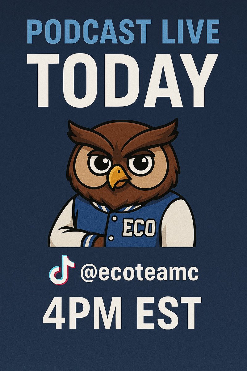 HaHaDABuM's tweet image. 🦉 ECO FAM — WE’RE LIVE TODAY! 🎙🔥

📅 TODAY — 4PM EST
📍 TikTok: @ecoteamc
Join us for the Ecosystem Podcast LIVE, market talk, community wins and maybe a few roasts for @diddyinspector. The Ecosystem is ready… are you?

#EcosystemPodcast #EcoFam #CryptoCommunity #AlphaCall…