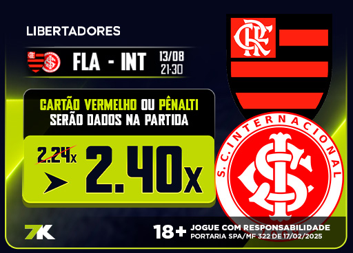 🚨🔥 Liberta é emoção e polêmica!

Flamengo x Inter e a odd pra ter cartão vermelho ou pênalti tá daquele jeito: 2.40x! 😏⚽

Vai encarar ou vai deixar passar?
👉 7k.bet.br/sports?bscode=…

🔞 Aposta não é investimento. Jogue com responsabilidade. Portaria SPA/MF 322 de 17/02/2025.