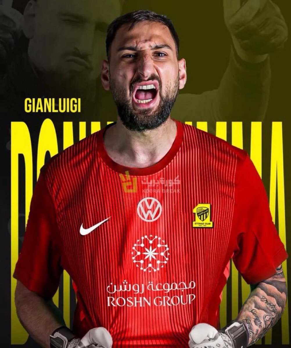masg2022's tweet photo. @donnarumma Come to the Saudi Al-Ittihad team, the team of Benzema, Kante and the great Al-Ittihad fans, and you will live the most beautiful historical moments 💛🖤
#AlIttihadNeedsTransfers5 
@Benzema @FahdCynndy https://t.co/YkzS5gRlbr