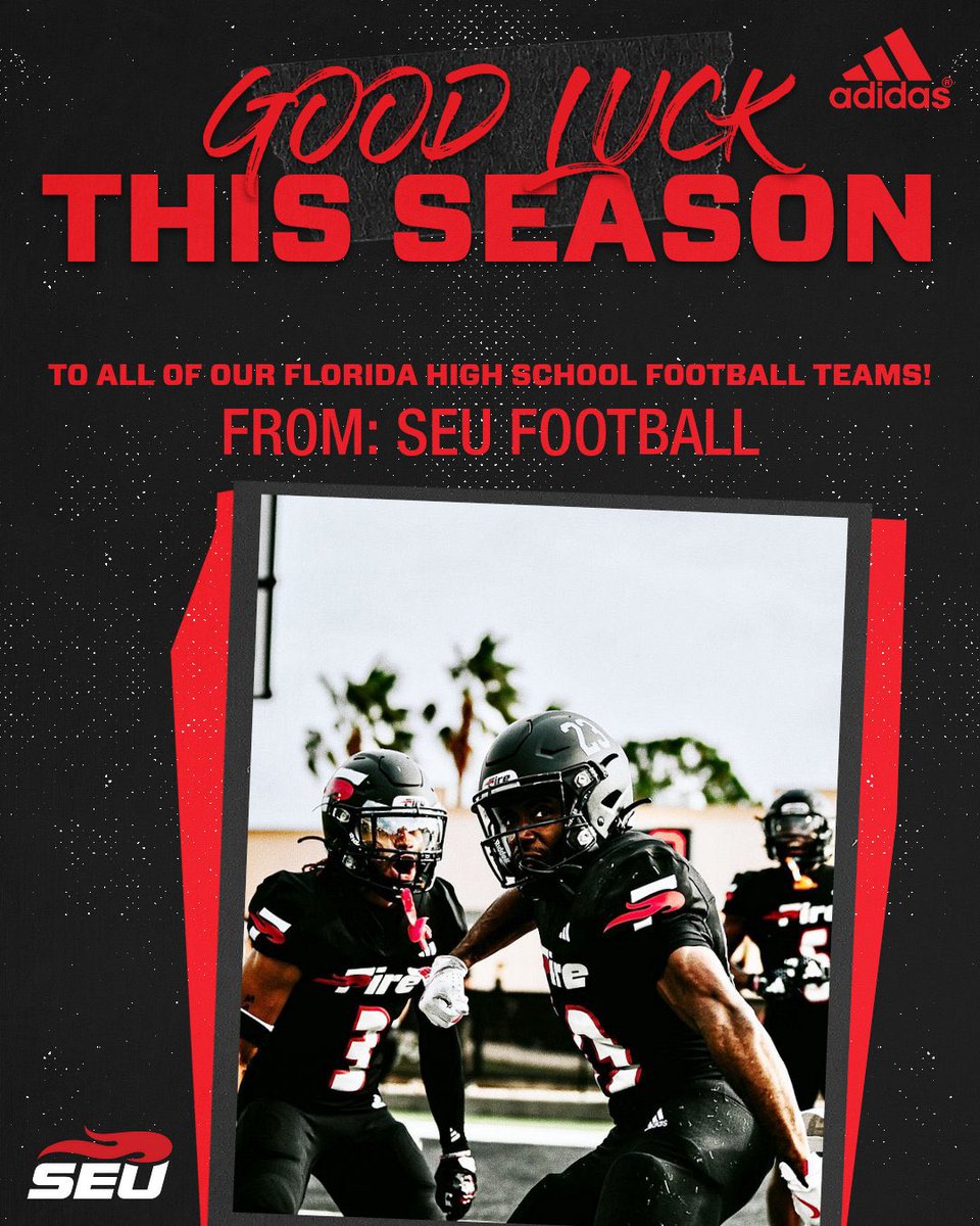 Khalil Pope, MSM (@coachkhalilp) on Twitter photo Best of LUCK TO ALLLL of our Florida High School Football players and coaches this season‼️💯
<a href="/SEUFireFootball/">Southeastern Football</a> is watching 👀
#FuelTheFire 🔥 Best of LUCK TO ALLLL of our Florida High School Football players and coaches this season‼️💯
<a href="/SEUFireFootball/">Southeastern Football</a> is watching 👀
#FuelTheFire 🔥