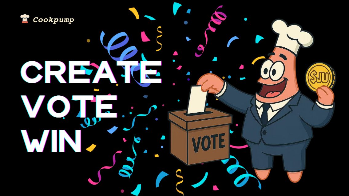 Create your meme 😈 Vote for your favorite 😍 Win big 💰

Your meme enters an exciting, creative showdown with simple rules:

Hold at least 1 $JU in your wallet to vote. Each wallet gets 10 votes per day (non-stackable), reset daily at UTC+8 00:00

If your meme hits Top 3 votes