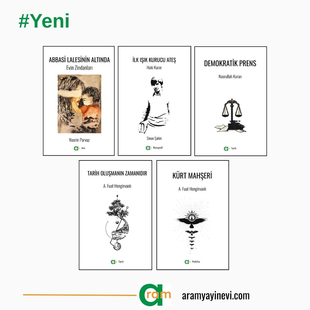 "Aram Yayınevi, tarih, politika, anı ve biyografi türünde 5 yeni kitap yayımladı. Kitaplar, Evin Cezaevi’nde yaşananlardan siyasal iktidar kavramlarının kuramsal incelemelerine değin geniş bir konu yelpazesine sahip"
numedya24.com/tarih-politika…