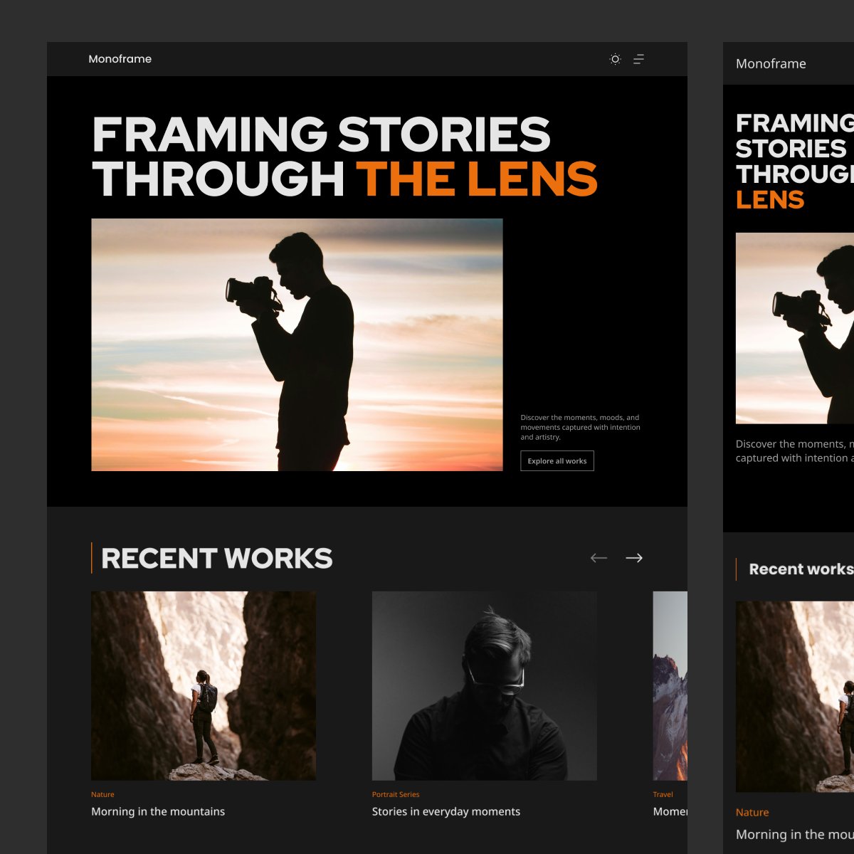 RufoStudio's tweet image. Monoframe framer template work in progress 📷
