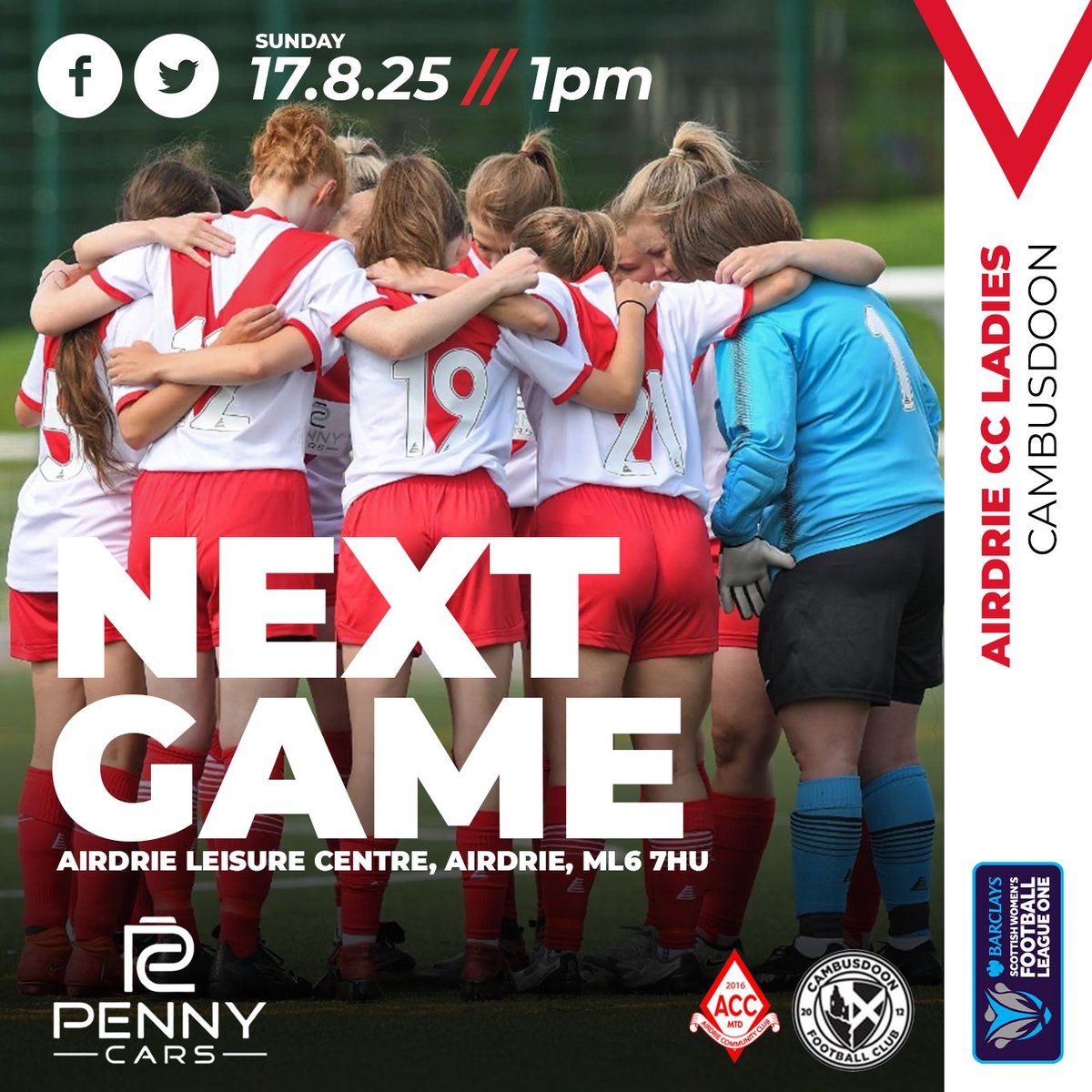 Airdrie Ladies Fc (@airdrieladiesfc) on Twitter photo Next ποΈ
π 1pm kick off
π Airdrie Leisure Centre
ποΈ <a href="/CambusdoonLFC/">Cambusdoon Ladies</a>
#accladies #barclaysfootball Next ποΈ
π 1pm kick off
π Airdrie Leisure Centre
ποΈ <a href="/CambusdoonLFC/">Cambusdoon Ladies</a>
#accladies #barclaysfootball