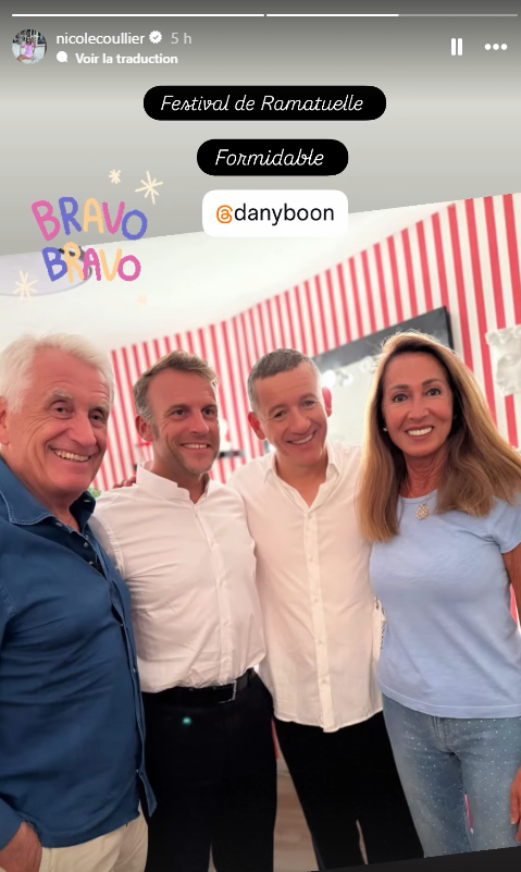 JFGuyot's tweet photo. En vacances à #Brégançon, le couple Macron s'offre une escapade à #Ramatuelle pour assister au spectacle de @DanyBoon https://t.co/FyFherJA06 @NicoleCoullier https://t.co/YHLEKeGhsK