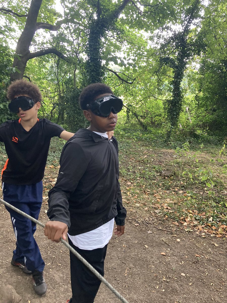 HawksmoorYouth's tweet image. Learning to trust one another. Using our different senses. Fun in the wood. #GetActive Summer 2025 @PGLTravel  Members @WoolwichYouth and Hawksmoor working together @YoungGreenwich