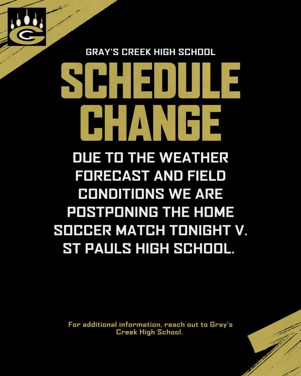 PLEASE SEE BELOW FOR AN UPDATE TO OUR EVENT SCHEDULE.  #GOBEARS <a href="/CCSstudentsport/">CCSstudentactivities</a> <a href="/ogcookie_/">James M.</a>