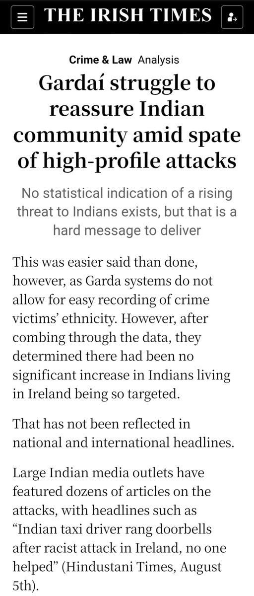 🚨 BREAKING! 

Gardaí forced to admit there has been no significant increase in attacks on Indians living in Ireland. 

Everything you heard for the last week or so was a lie.