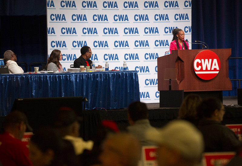 Rep. Summer Lee (@repsummerlee) on Twitter photo Trump is no friend to labor, and with corporate money flooding our political system to drown out our voices, we have to fight back.
It was an honor to address <a href="/CWAUnion/">CWA</a>'s 80th National Convention. The real power will always belong with the people.
Photo Credit: Emily Matthews Trump is no friend to labor, and with corporate money flooding our political system to drown out our voices, we have to fight back.
It was an honor to address <a href="/CWAUnion/">CWA</a>'s 80th National Convention. The real power will always belong with the people.
Photo Credit: Emily Matthews